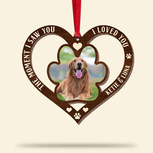 The Moment I Saw You Dog Personalized Wood Ornament - Ornament - GoDuckee