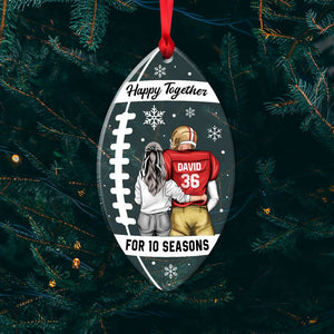 Football Couple Happy Together For Every Football Season, Acrylic Transparent Ornament - Ornament - GoDuckee