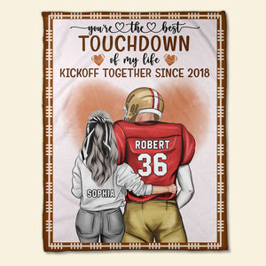 You Are The Best Touchdown Of My Life, Personalized American Football Couple Blanket - Blanket - GoDuckee