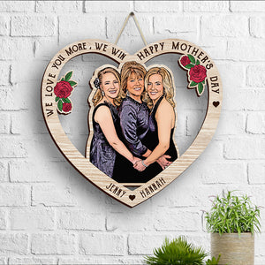 We Love You More, Personalized Wood Sign, Meaningful Gift For Family, Couple - Wood Sign - GoDuckee
