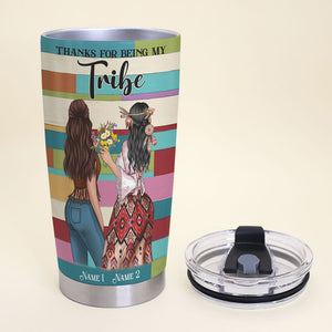 Personalized Hippie Friend Tumbler Cup - Thanks For Being My Tribe - Tumbler Cup - GoDuckee