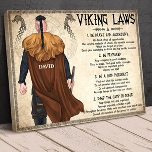 Personalized Viking Canvas Print Man Back View Viking Laws - Poster & Canvas - GoDuckee