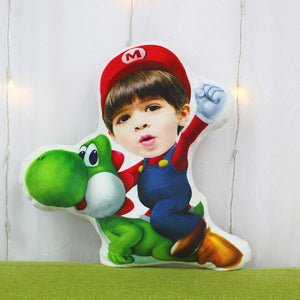 Naughty Boy With Dino ,Custom Face Pillow, Love Family - Pillow - GoDuckee