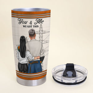 Personalized Lineman Couple Tumbler - To My Line Wife You And Me We Get This - Tumbler Cup - GoDuckee