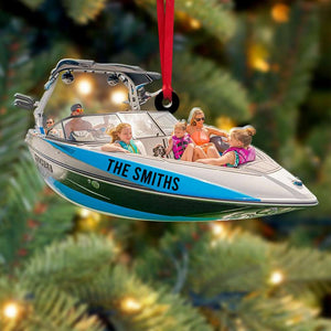 Wakeboarding Trip Family, Personalized Acrylic Ornament - Ornament - GoDuckee