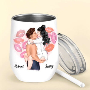 I Prefer A Relationship Where Neither Of Us Wears Pants, Personalized Naughty Couple Wine Tumbler - Wine Tumbler - GoDuckee