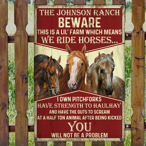 Personalized Horse Farm Metal Sign, This Is A LiL's Farm Which Means We Ride Horse - Metal Wall Art - GoDuckee