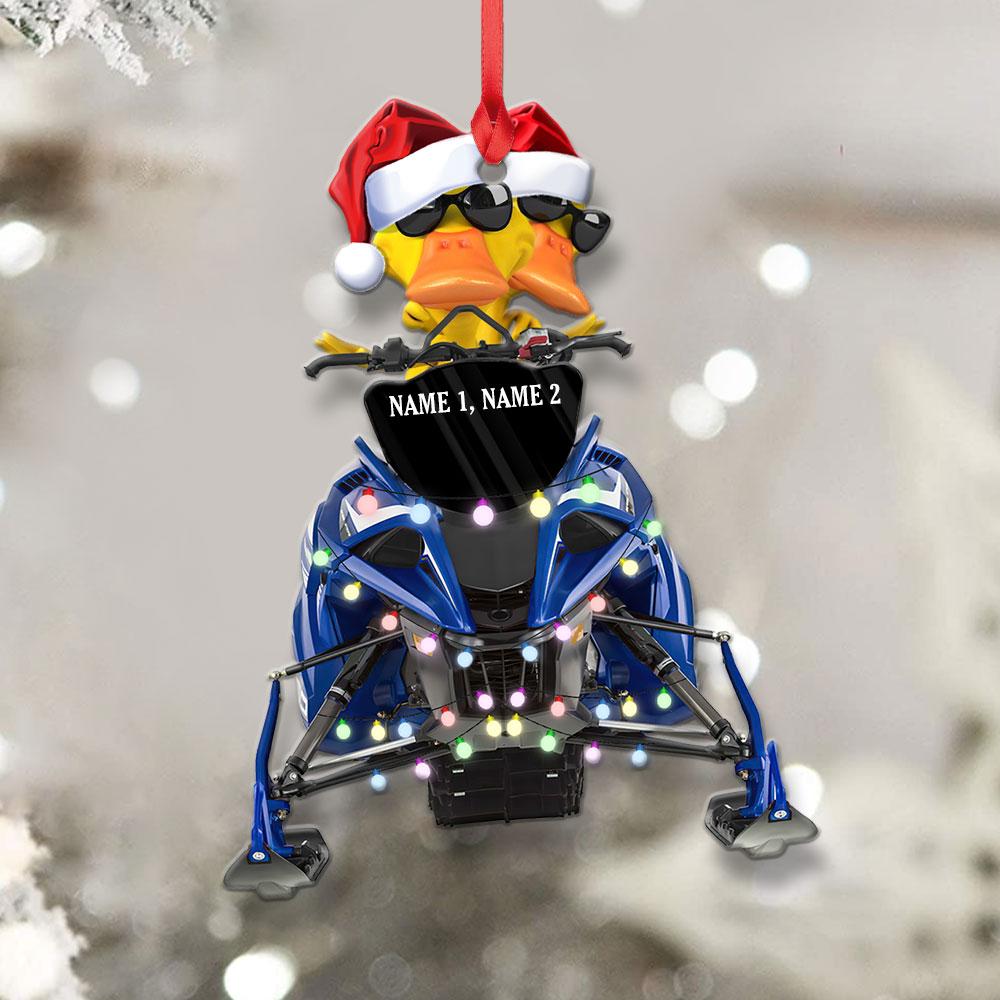 Snowmobiling Duck - Personalized Christmas Ornament - Christmas Gift For Snowmobile Lovers - Ornament - GoDuckee