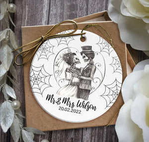 Personalized Skeleton Couple Ornament, Groom and Bride Wedding - Ornament - GoDuckee
