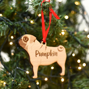 Pug Personalized Christmas Dog Wood Ornament 01pjxx240822-35 - Ornament - GoDuckee