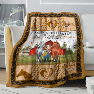 Into The Barn I Go To Lose My Mind And Find My Soul, Personalized Horse Blanket - Blanket - GoDuckee