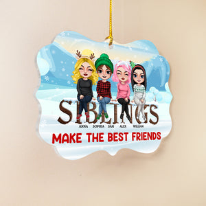 Siblings Make The Best Friends Personalized Ornament, Christmas Gift For Siblings - Ornament - GoDuckee