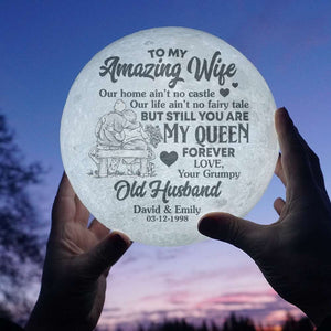 To My Amazing Wife You Are My Queen Personalized 3D Moon Lamp-Couple Gift - Led Night Light - GoDuckee