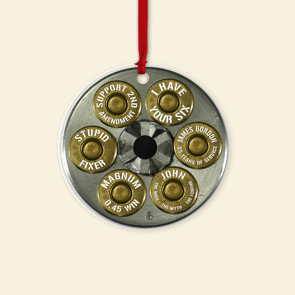 Personalized Police Revolver Cylinder Ornament, Christmas Tree Decor - Ornament - GoDuckee