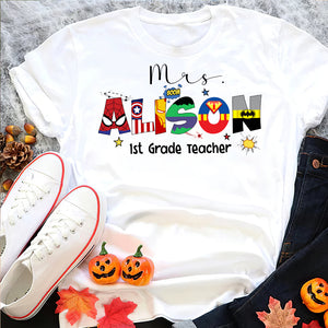 Personalized Teacher Shirt, Custom Teacher Name - Letters - Shirts - GoDuckee