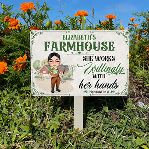 She Works Willingly With Her Hands Personalized Farmer Metal Sign - Metal Wall Art - GoDuckee