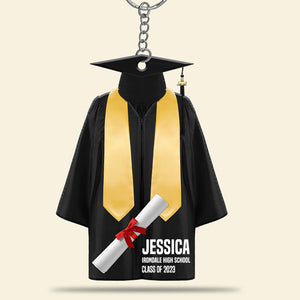 Graduation Gown, Personalized Keychain, Gift For Graduate - Keychains - GoDuckee