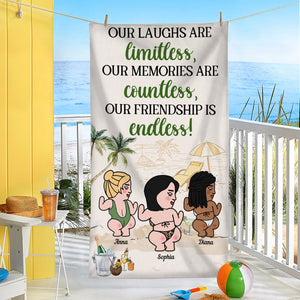 Our Laughs Are Limitless, Gift For Friends, Personalized Beach Towel, Beach Friends Towel, Holiday Gift - Beach Towel - GoDuckee