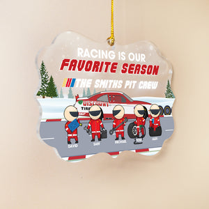 Racing Is Our Favorite Season Personalized Medallion Acrylic Ornament, Christmas Gift For Racer - Ornament - GoDuckee