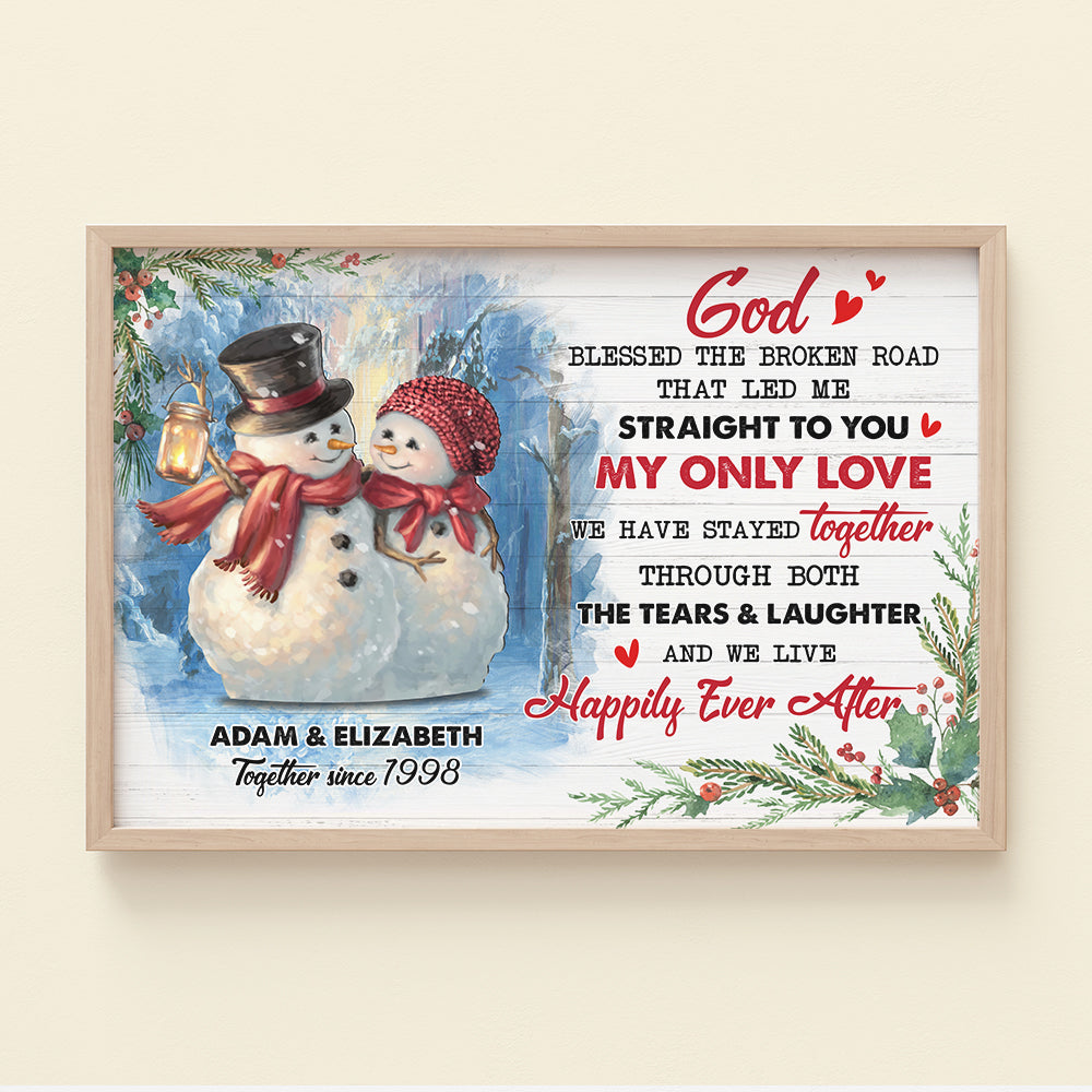 God Blessed The Broken Road That Led Me Straight To You Personalized Canvas Printed, Gift For Couple - Poster & Canvas - GoDuckee