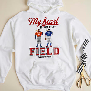 My Heart Is On That Field, Personalized Shirt, Baseball Mom Cheering Shirt, Mother's Day Gift, Birthday Gift For Mom - Shirts - GoDuckee