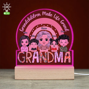Grandchildren Make Life Grand- Gift For Grandma- Personalized Led Light- Grandma Kids Led Light - Led Night Light - GoDuckee