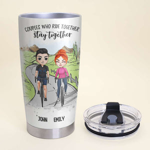 Personalized Cycling Couples Tumbler - Who Ride Together - Tumbler Cup - GoDuckee