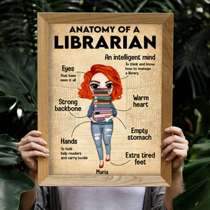 Personalized Librarian Poster - Anatomy Of A Librarian - Library Girl With Stack of Books - Poster & Canvas - GoDuckee
