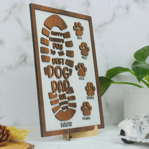 Dog Dad To The Best God Dad We Woof You, Layered Wood Sign Stand, Gifts for Dog Dads - Wood Sign - GoDuckee