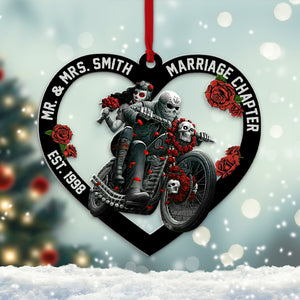 Personalized Couple Acrylic Ornament, Biker Couple Marriage Chapter - Ornament - GoDuckee