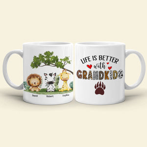 Life Is Better With Grandkids, Gift For Grandkids, Personalized Mug, Animal Mug, Anniversary Gift - Coffee Mug - GoDuckee