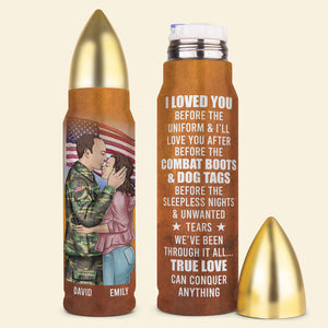 Couple True Love Can Conquer Anything, Personalized Bullet Tumbler - Water Bottles - GoDuckee
