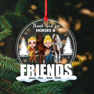 Thank God For Horses & Friends Personalized Horse Ornament, Christmas Tree Decor - Ornament - GoDuckee