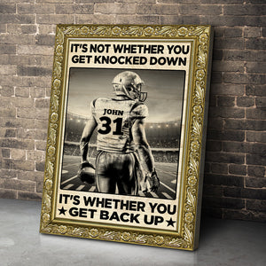 American Football Canvas Print, Get Knocked Down - Get Back Up, Personalized Home Decor - Poster & Canvas - GoDuckee