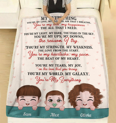 My Everything, Gift For Grandma, Personalized Blanket, Grandkid Blanket, Mother's Day Gift - Blanket - GoDuckee
