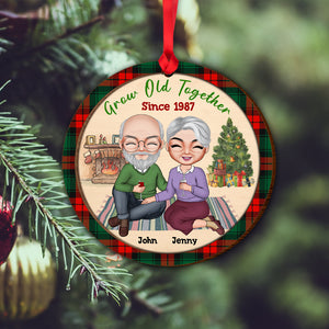 Grow Old Together Personalized Old Couple Ornament, Christmas Tree Decor - Ornament - GoDuckee
