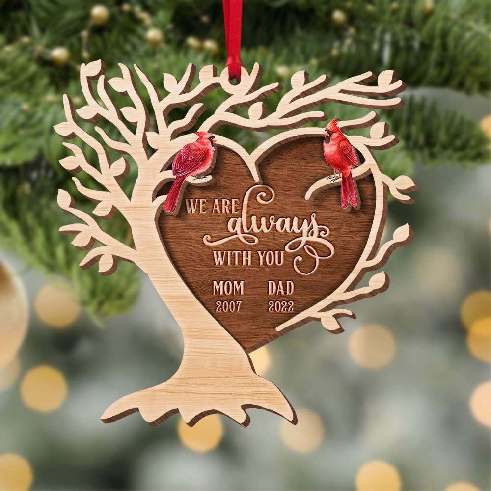 Heaven We Are Always With You, Personalized Memorial Wood Ornament - Ornament - GoDuckee