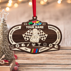 Turn Left-Wreck-Track Personalized Racing Custom Shape Wood Ornament - Ornament - GoDuckee