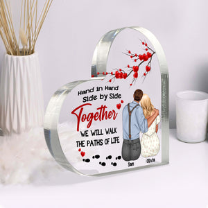 Together We'll Walk The Paths Of Life,Personalized Couple Heart Shaped Acrylic Plaque - Decorative Plaques - GoDuckee