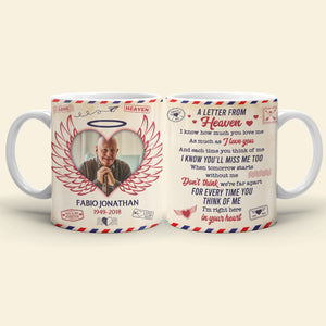 A Letter From Heaven White Personalized Mug, Memorial Gift For Family Members, Upload Image - Coffee Mug - GoDuckee