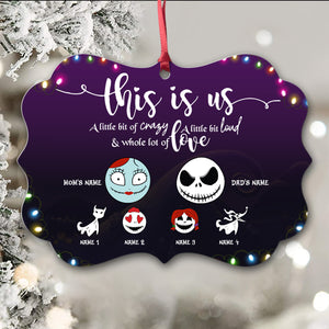 This is Us A, Little Bit of Crazy A Little Bit Loud - Personalized Cartoon Family Ornament - Christmas Gift For Skellington Family - Ornament - GoDuckee