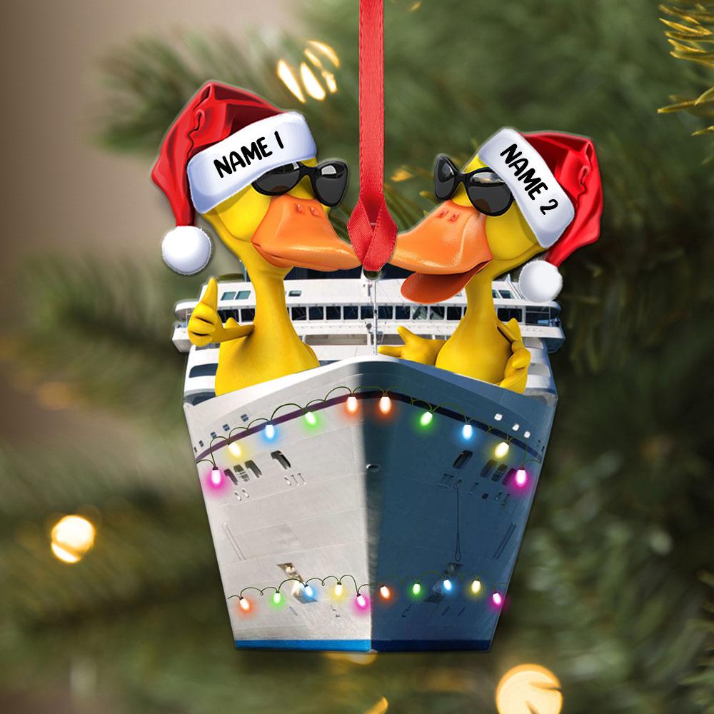 Cruising Couple Ducks - Personalized Christmas Ornament - Gifts for Cruising Lovers, Couple - Ornament - GoDuckee