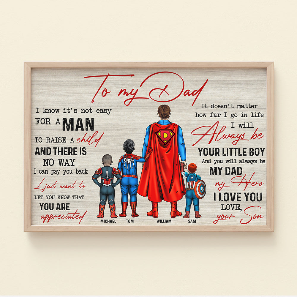 To My Hero Dad, Always Be My Hero Personalized Father Canvas, Gift For Dad - Poster & Canvas - GoDuckee