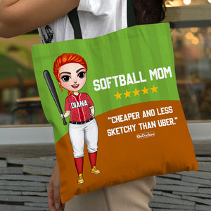Softball Mom Less Sketchy Than U.ber Personalized Tote Bag - Tote Bag - GoDuckee