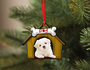 Custom Dog Photo, Christmas Dog House Ornament, Our First Christmas - Ornament - GoDuckee