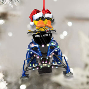 Snowmobile Christmas Ornament - Personalized Duck Christmas Gift For Couple - Ornament - GoDuckee