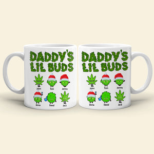 Daddy's Lil Buds Personalized Weed Family Mug, Christmas Tree Decor - Coffee Mug - GoDuckee