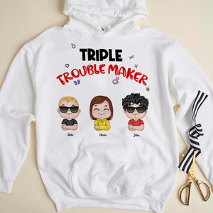 Triple Trouble Maker- Gift For Grandma- Personalized Shirt - Grandma Shirt - Shirts - GoDuckee