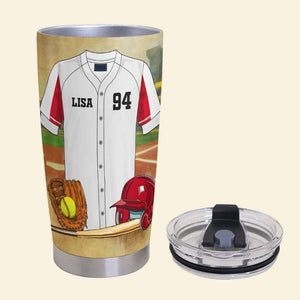 Personalized Softball Tumbler - Yes I'd Rather Play In Tournament - Uniform Softball - Tumbler Cup - GoDuckee
