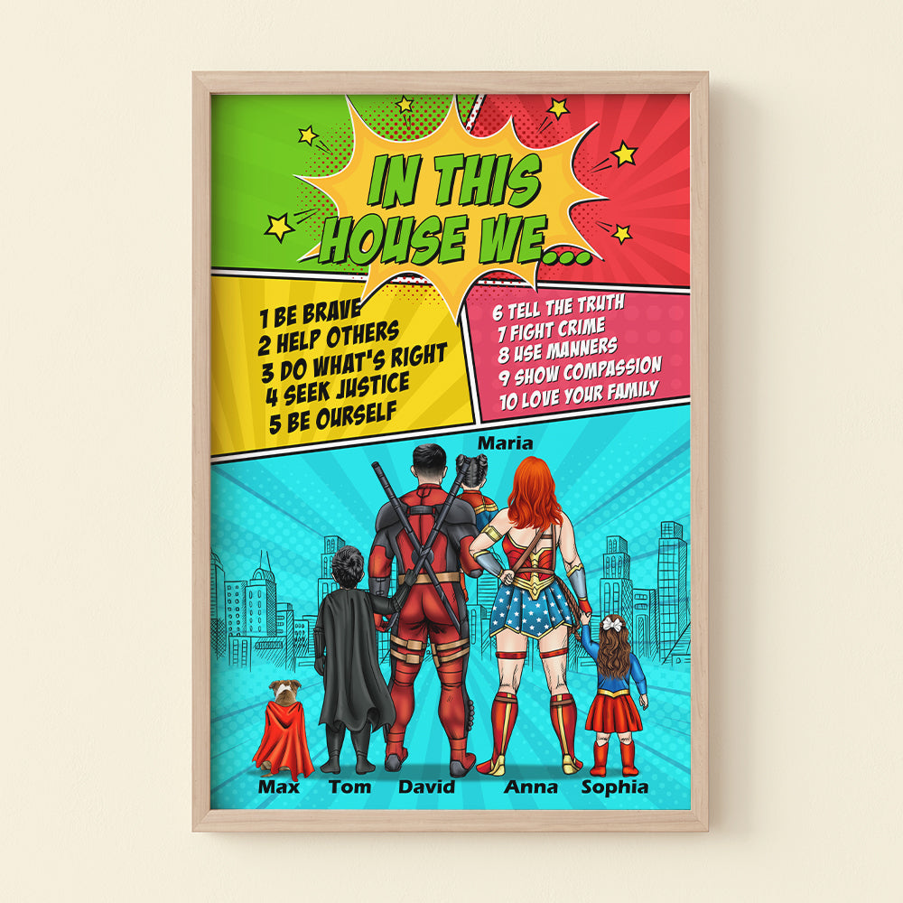 In This Super House We're Be Brave Personalized Canvas Print Gift For Family - Poster & Canvas - GoDuckee